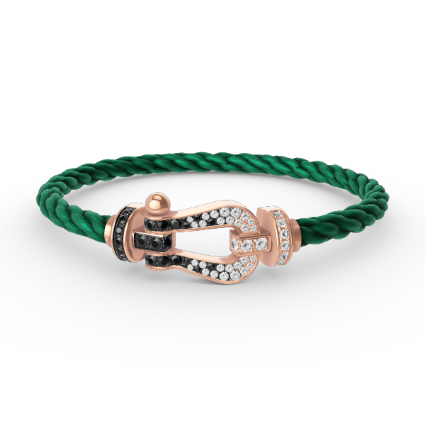 [Max Jewelry ]FORCE LARGE HORSESHOE BLACK WHITE DIAMOND BRACELET ROSE GOLD