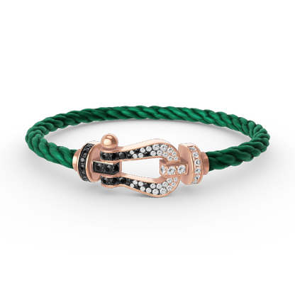 [Max Jewelry ]FORCE LARGE HORSESHOE BLACK WHITE DIAMOND BRACELET ROSE GOLD