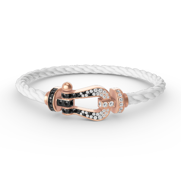 [Max Jewelry ]FORCE LARGE HORSESHOE BLACK WHITE DIAMOND BRACELET ROSE GOLD