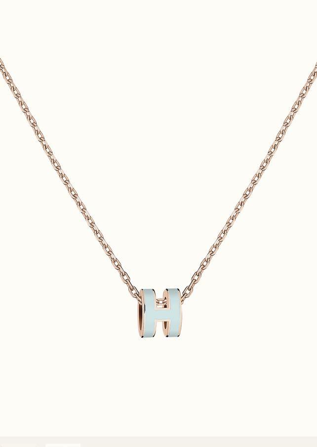 [Max Jewelry ]POP H LIGHT BLUE NECKLACE