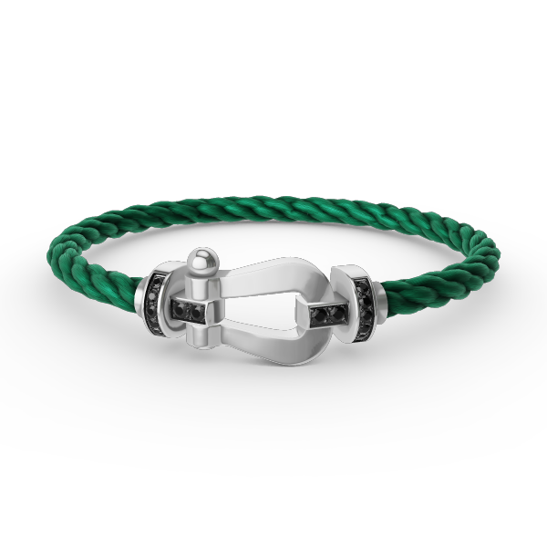 [Max Jewelry ]FORCE LARGE HORSESHOE BLACK DIAMOND BRACELET SILVER