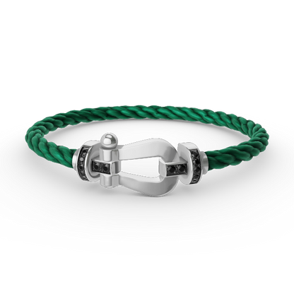 [Max Jewelry ]FORCE LARGE HORSESHOE BLACK DIAMOND BRACELET SILVER