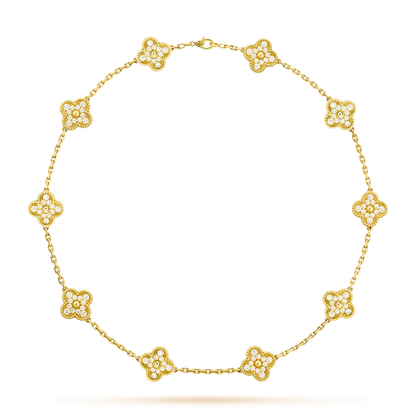 [Max Jewelry ]CLOVER 10 MOTIFS DIAMOND NECKLACE