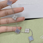[Plus&Max]LUCKY CLOVER 5-MOTIF BRACELET - PURPLE CHALCEDONY COLLECTION