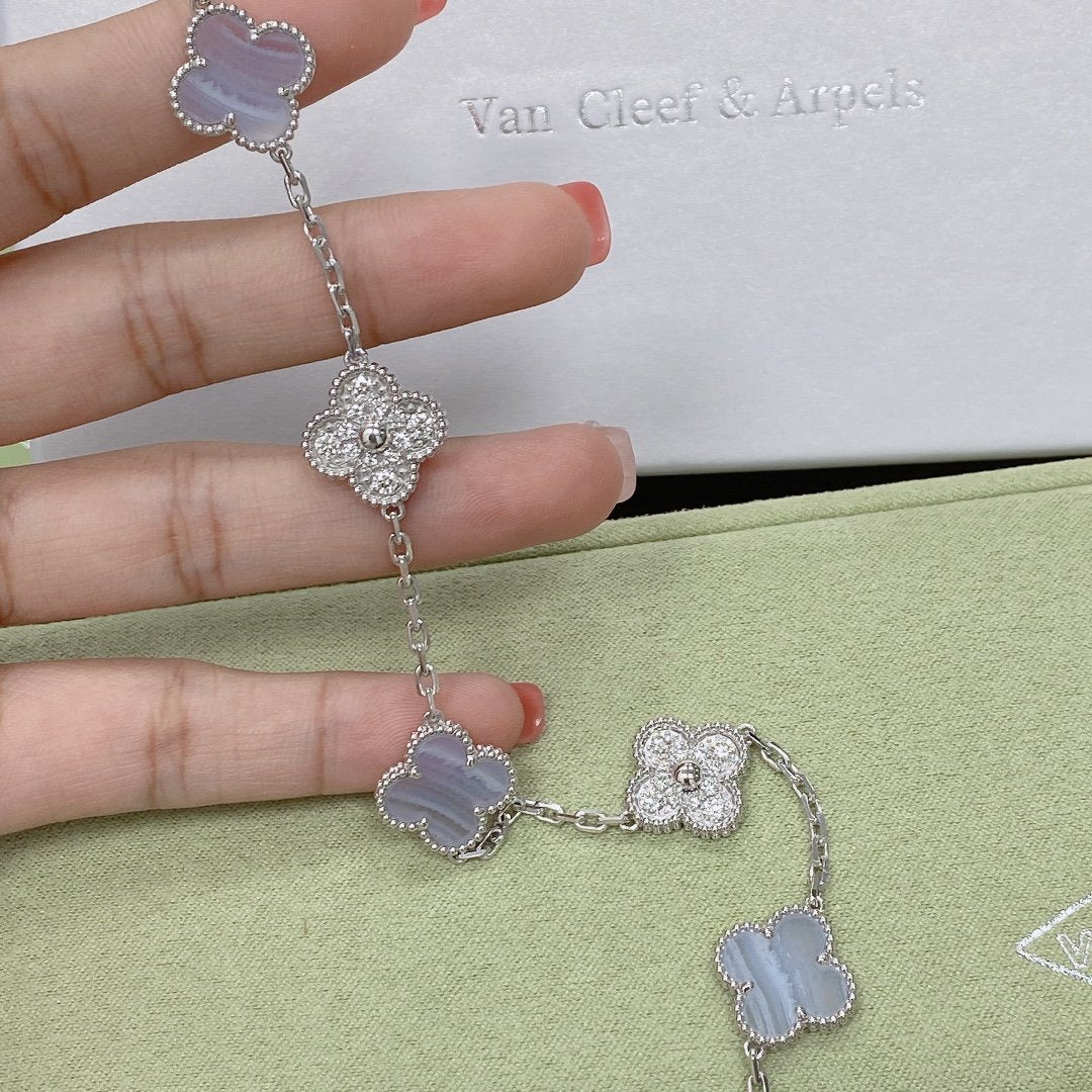 [Max Jewelry ] CLOVER 5 MOTIF PURPLE CHALCEDONY BRACELET COLLECTION