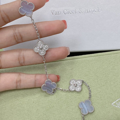 [Max Jewelry ] CLOVER 5 MOTIF PURPLE CHALCEDONY BRACELET COLLECTION