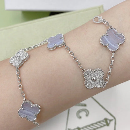 [Max Jewelry ] CLOVER 5 MOTIF PURPLE CHALCEDONY BRACELET COLLECTION