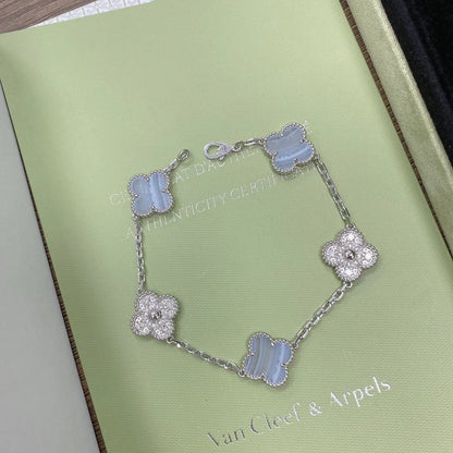 [Max Jewelry ] CLOVER 5 MOTIF PURPLE CHALCEDONY BRACELET COLLECTION