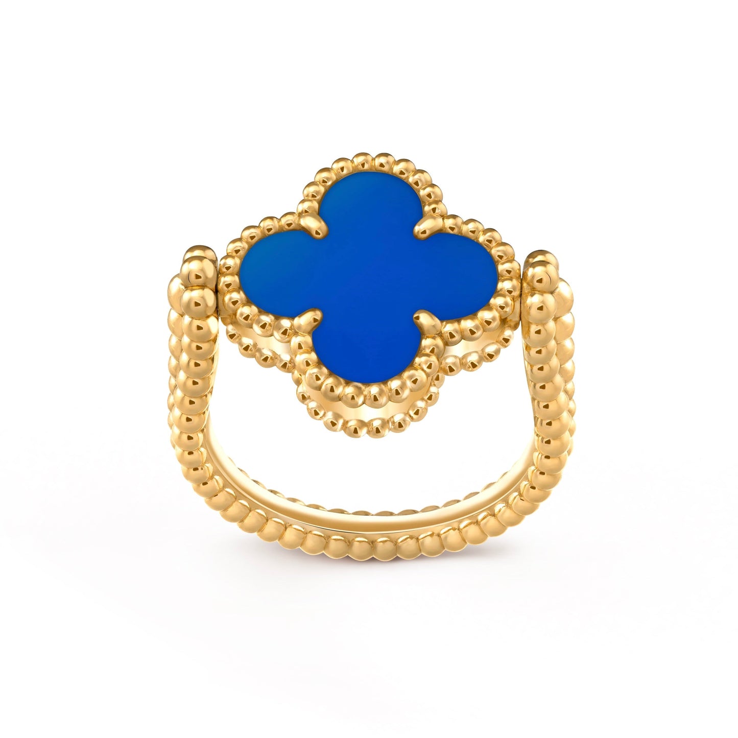 [Max Jewelry ]CLOVER RIVERSIBLE BLUE AGATE RING