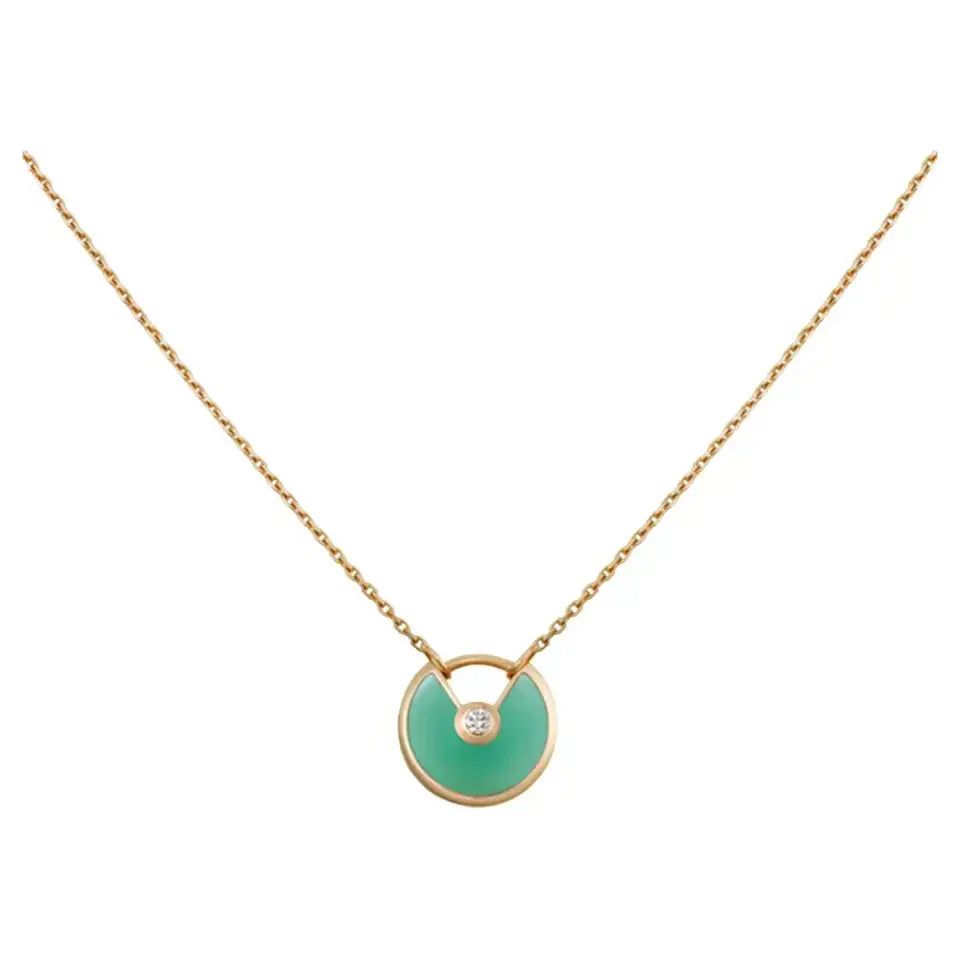 [Max Jewelry ]AMULETTE GOLD MALACHITE NECKLACE