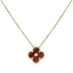 [Plus&Max]CLOVER 15MM DIAMOND AND YELLOW TIGER'S EYE AGATE necklace