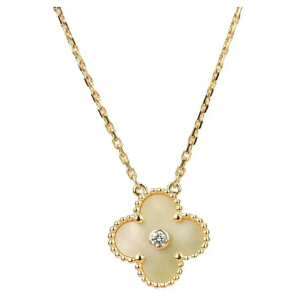 [Max Jewelry ]CLOVER 15MM DIAMOND GOLD MOTHER OF PEARL NECKLACE