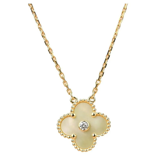 [Max Jewelry ]CLOVER 15MM DIAMOND GOLD MOTHER OF PEARL NECKLACE