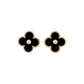 [Plus&Max]CLOVER MEDIUM 1 MOTIFS ONYX DIAMOND EARRINGS