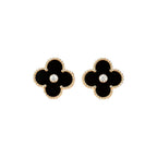 [Plus&Max]CLOVER MEDIUM 1 MOTIFS ONYX DIAMOND EARRINGS