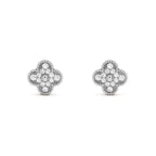 [Plus&Max]CLOVER 1 MOTIFS DIAMOND STUD EARRINGS SILVER