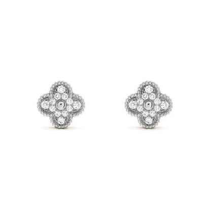 [Max Jewelry ]CLOVER 1 MOTIFS DIAMOND STUD EARRINGS SILVER