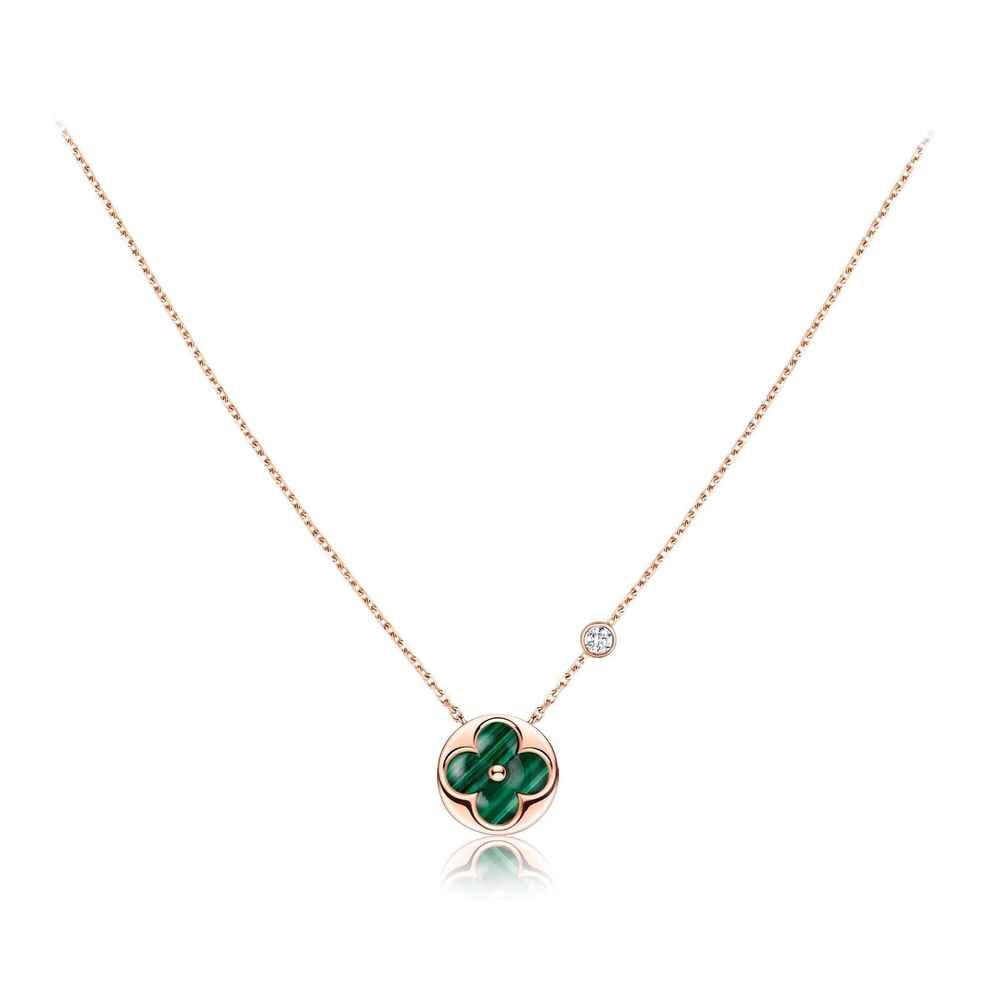 [Max Jewelry ]SUN PEDANT PINK GOLD 1 DIAMOND NECKLACE