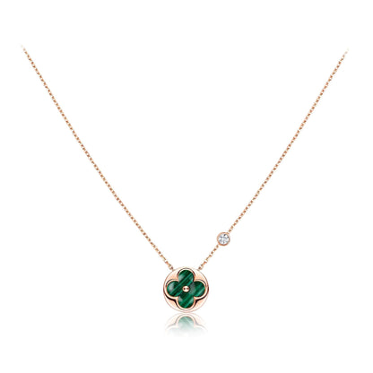 [Max Jewelry ]SUN PEDANT PINK GOLD 1 DIAMOND NECKLACE