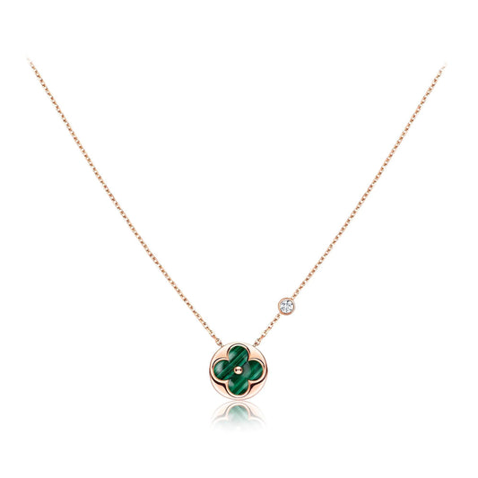 [Max Jewelry ]SUN PEDANT PINK GOLD 1 DIAMOND NECKLACE