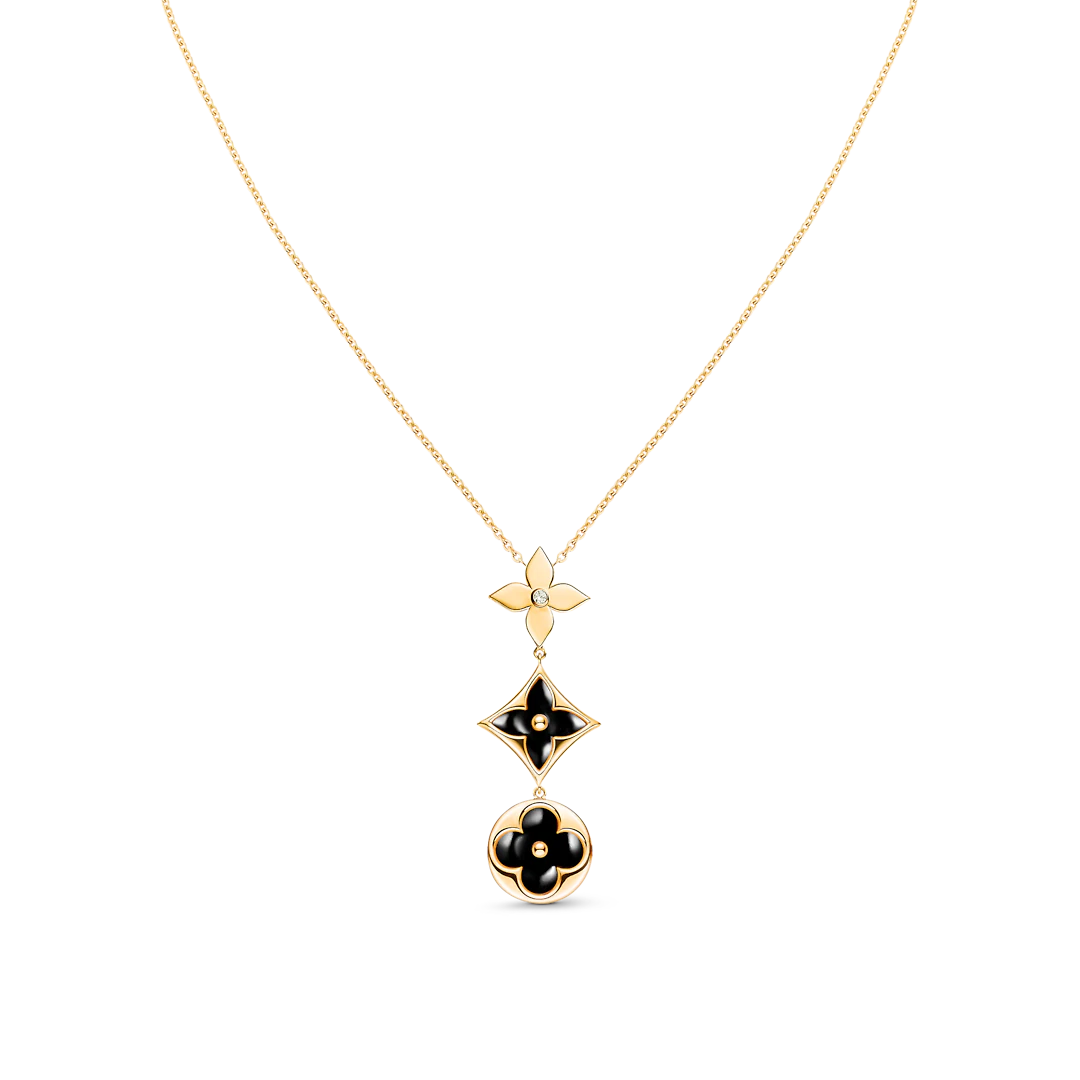 [Max Jewelry ]STAR AND SUN ONYX PINK GOLD NECKLACE