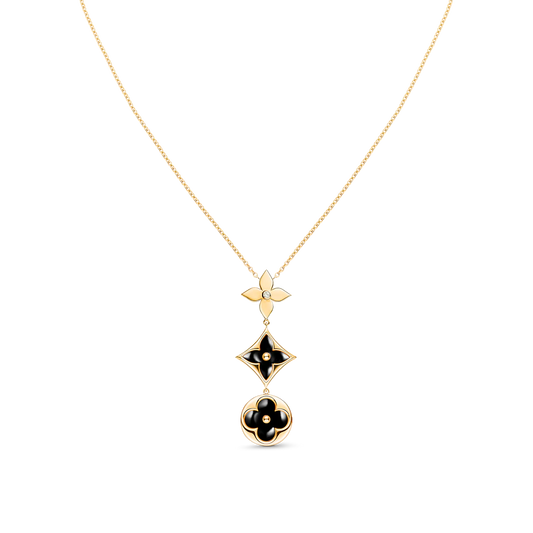 [Max Jewelry ]STAR AND SUN ONYX PINK GOLD NECKLACE