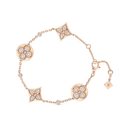[Max Jewelry ]STAR AND SUN 4 MOTIFS GOLD DIAMONDS BRACELET