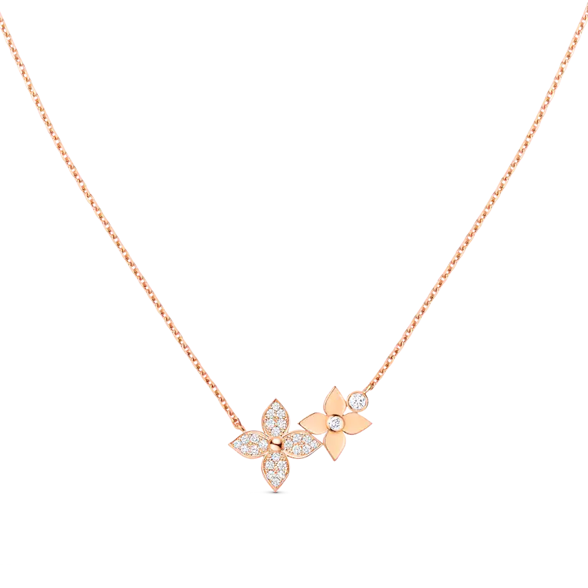 [Max Jewelry ]STAR BLOSSOM NECKLACE PINK GOLD DIAMONDS
