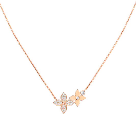 [Max Jewelry ]STAR BLOSSOM NECKLACE PINK GOLD DIAMONDS