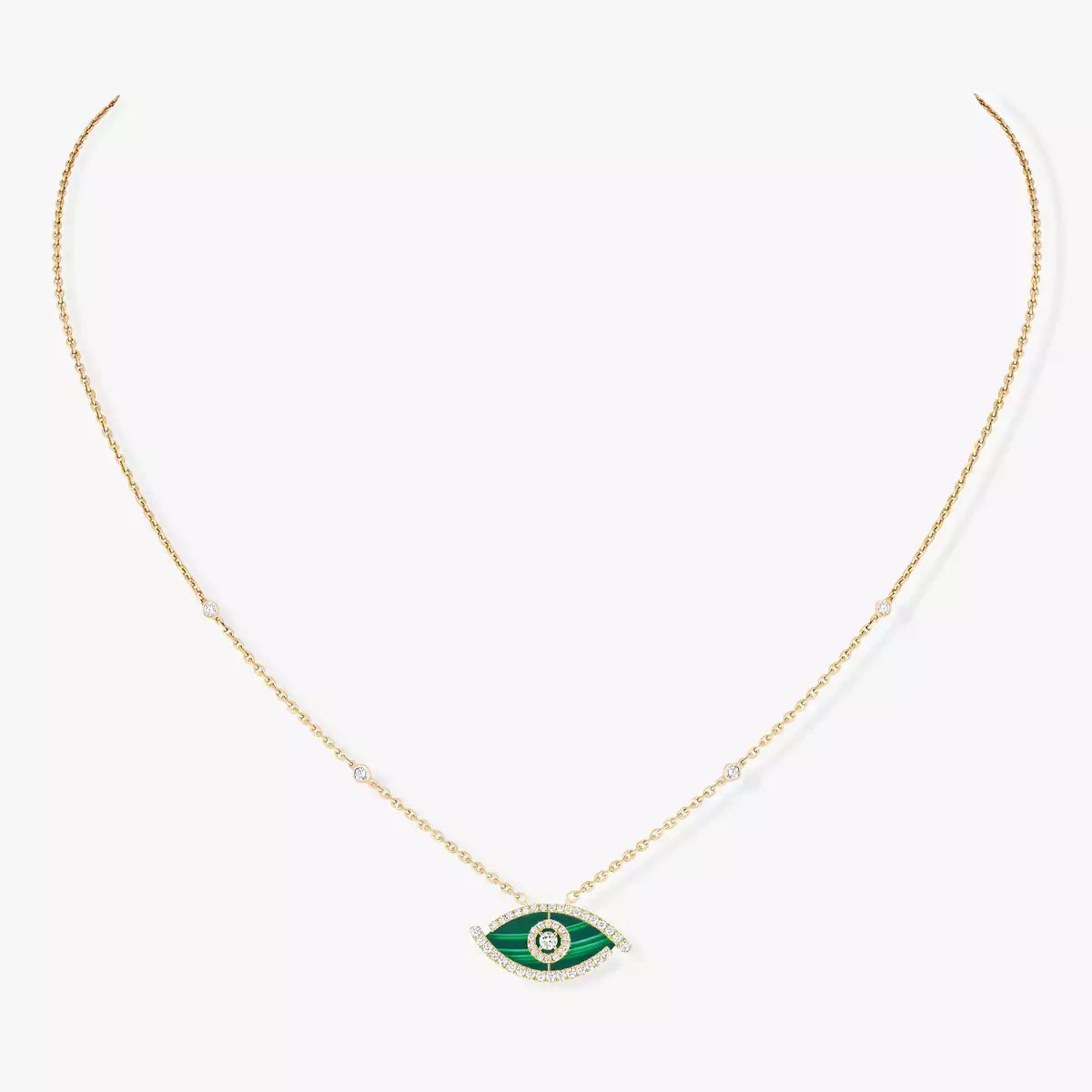 [Max Jewelry]Lucky Eye Diamond Necklace in Rose Gold and Turquoise