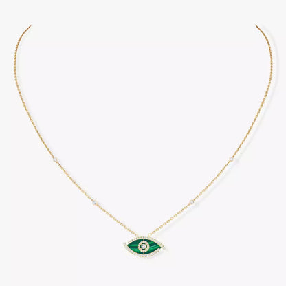[Max Jewelry]Lucky Eye Diamond Necklace in Rose Gold and Turquoise