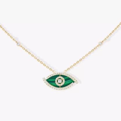 [Max Jewelry]Lucky Eye Diamond Necklace in Rose Gold and Turquoise