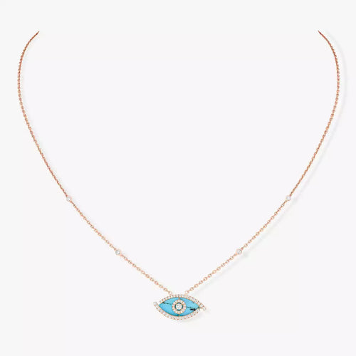 [Plus&Max]Lucky Eye Diamond Necklace in Rose Gold and Turquoise