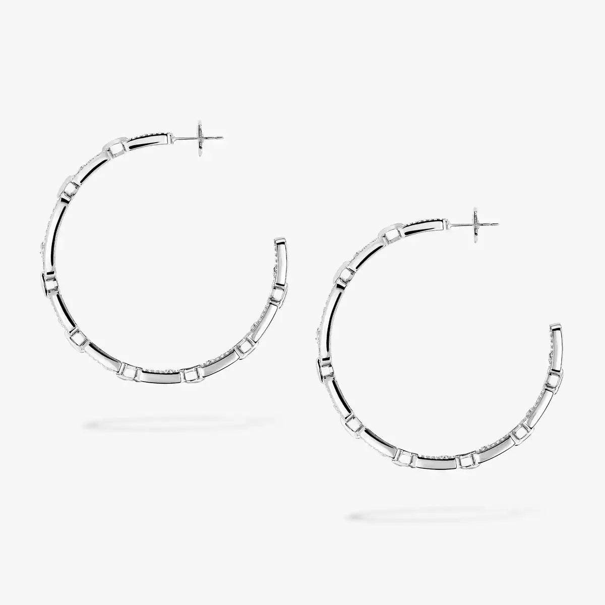 [Max Jewelry]Move Link Diamond Hoop Earrings