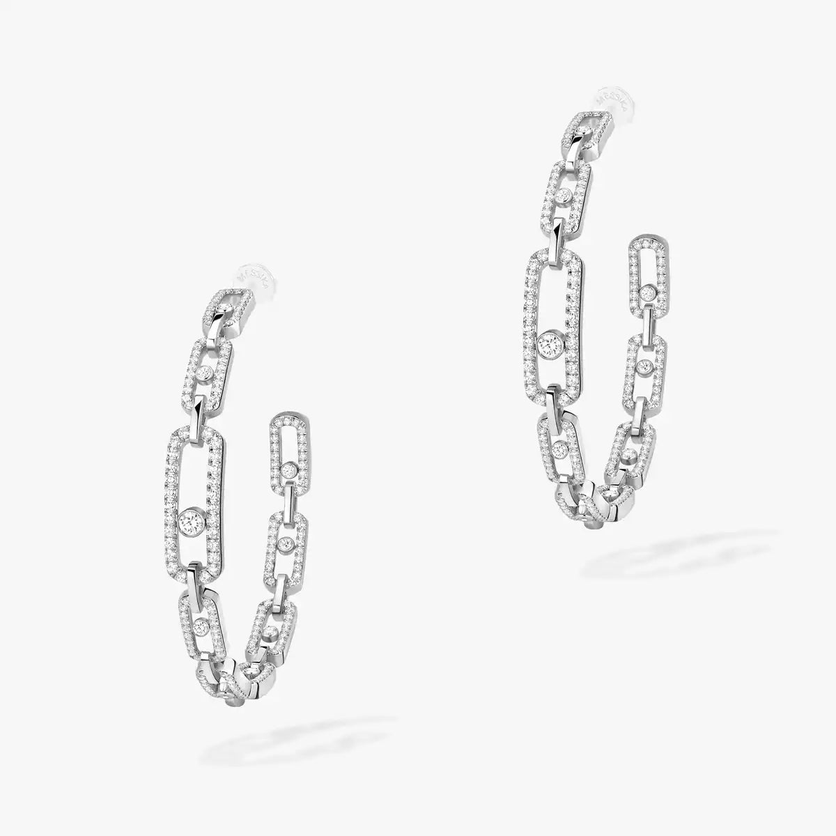 [Max Jewelry]Move Link Diamond Hoop Earrings