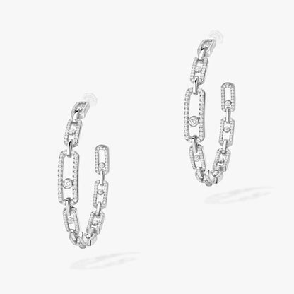 [Max Jewelry]Move Link Diamond Hoop Earrings