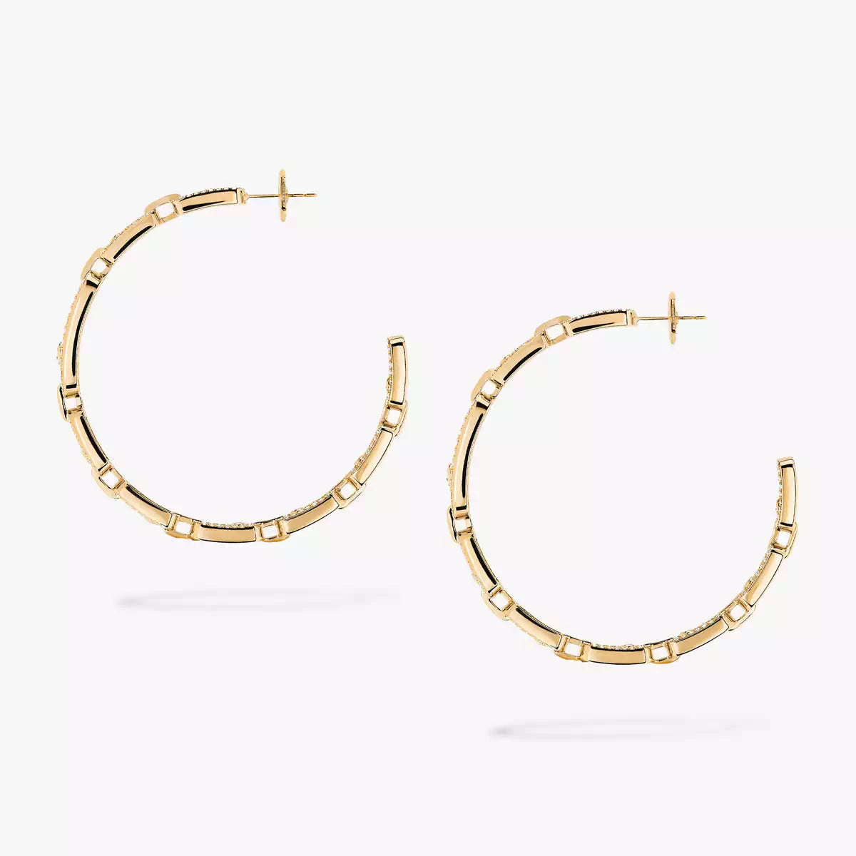 [Max Jewelry]Move Link Diamond Hoop Earrings