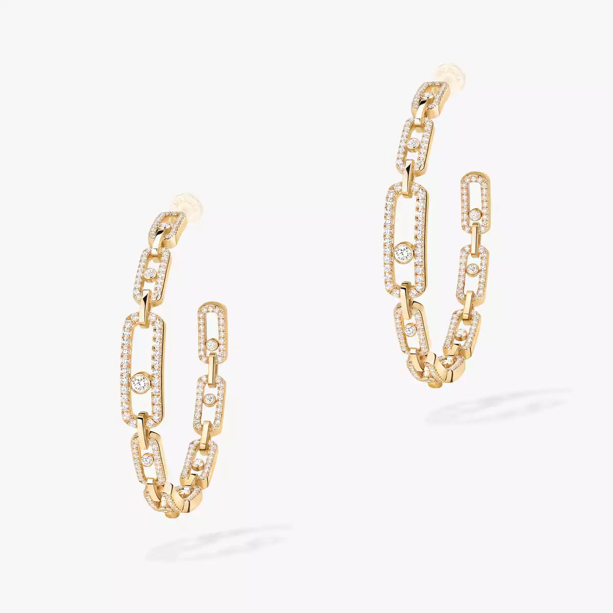 [Max Jewelry]Move Link Diamond Hoop Earrings