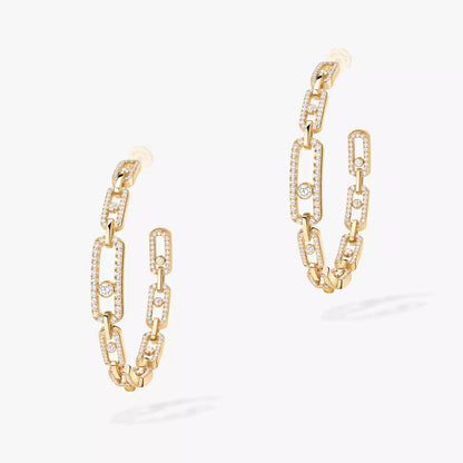 [Max Jewelry]Move Link Diamond Hoop Earrings