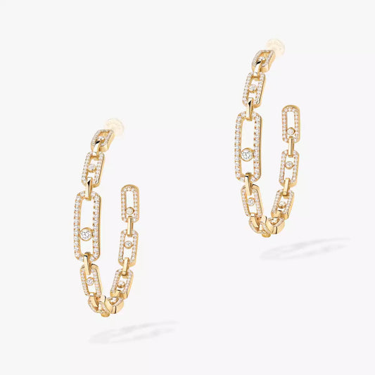 [Max Jewelry]Move Link Diamond Hoop Earrings