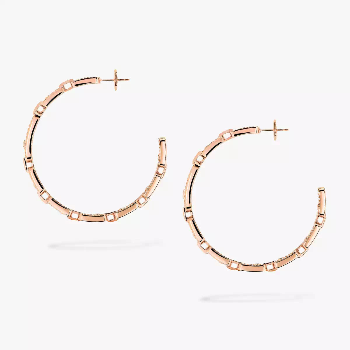 [Max Jewelry]Move Link Diamond Hoop Earrings