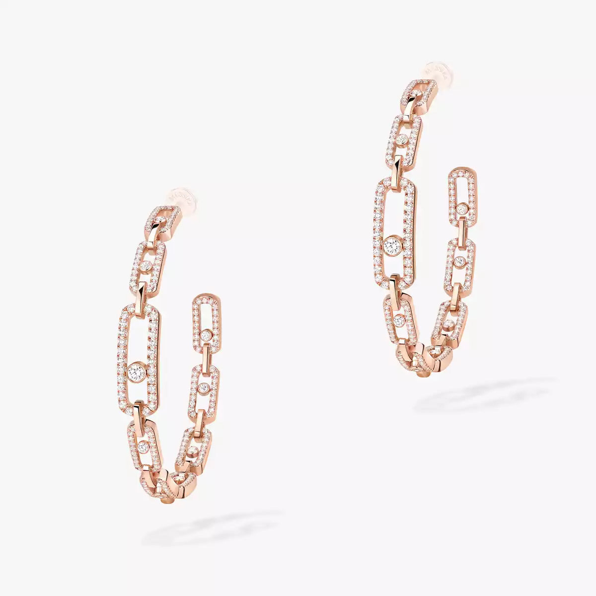 [Max Jewelry]Move Link Diamond Hoop Earrings