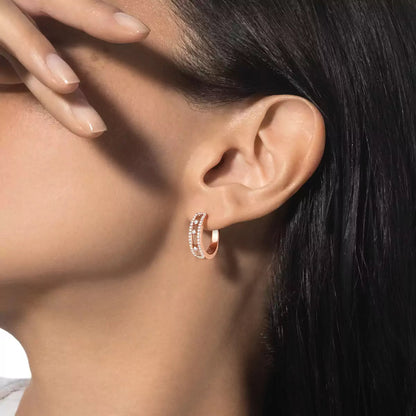 [Max Jewelry]Diamond Pave_ Hoop Earrings Move