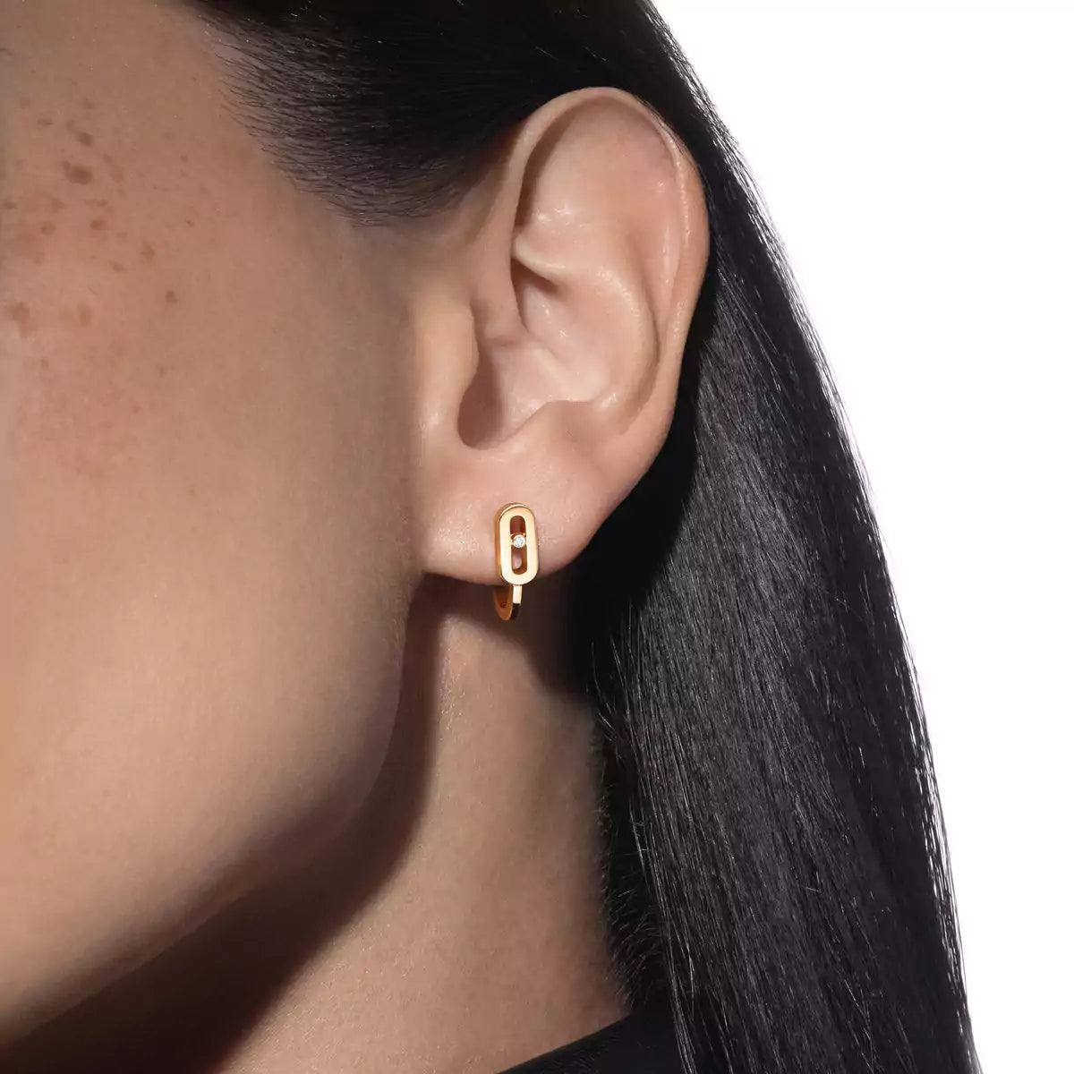 [Max Jewelry]Diamond Mini Hoop Earrings Move Classique