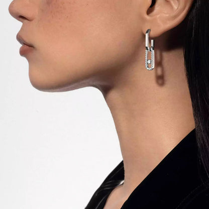 [Max Jewelry]Move Link Diamond Earrings
