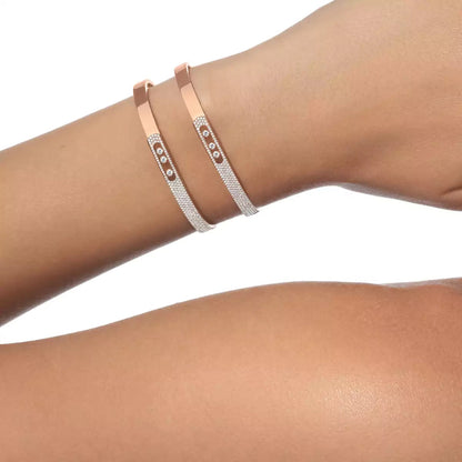 [Max Jewelry]Move Noa Rose Gold Pavé Diamond Bangle Bracelet