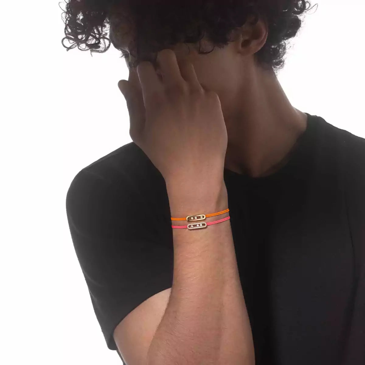 [Max Jewelry]Messika Care(s) pink cord pavé bracelet