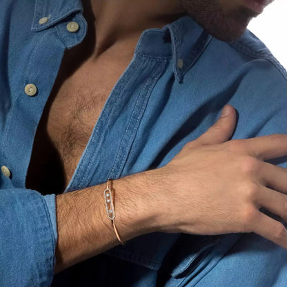 [Max Jewelry]Move Pavé Diamond Bangle Bracelet M