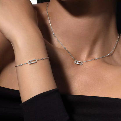 [Max Jewelry]Diamond Necklace Move Uno