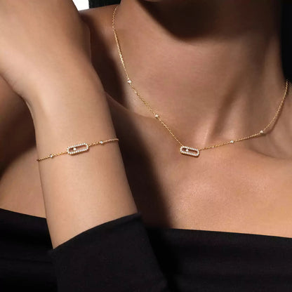 [Max Jewelry]Diamond Necklace Move Uno
